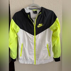 Nike Black and Neon Yellow Windbreaker Jacket